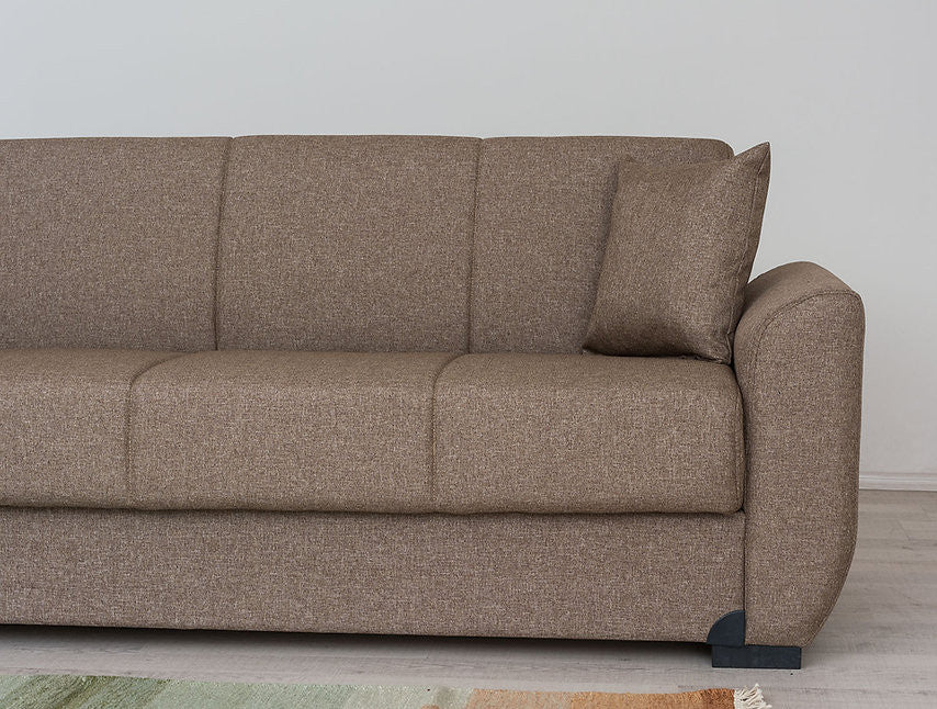 Fatima Light Brown Fabric Sofa Bed