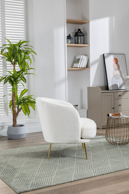 Ivory Boucle Curved Back Accent Chair