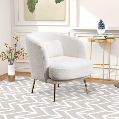 Ivory Boucle Curved Back Accent Chair