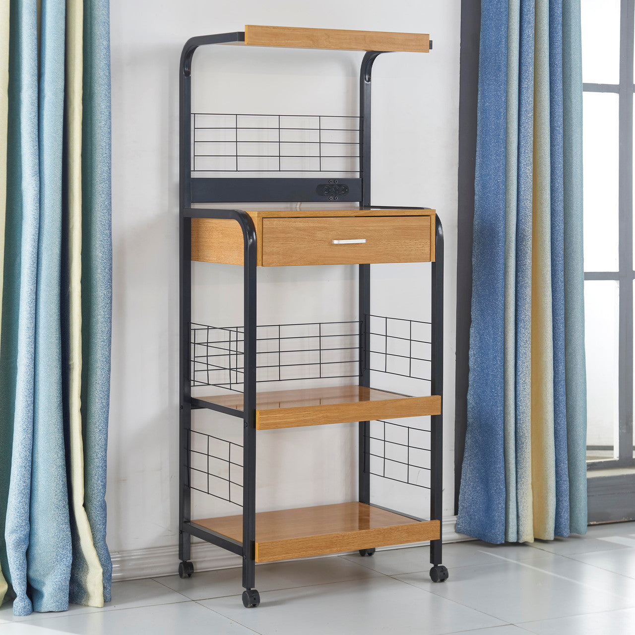 Go Green Woods Kristi Metal Frame Microwave Stand with Storage