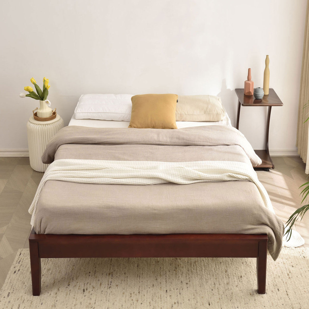Go Green Woods Stella Solid Pine Wood Full Platform Bed Frame