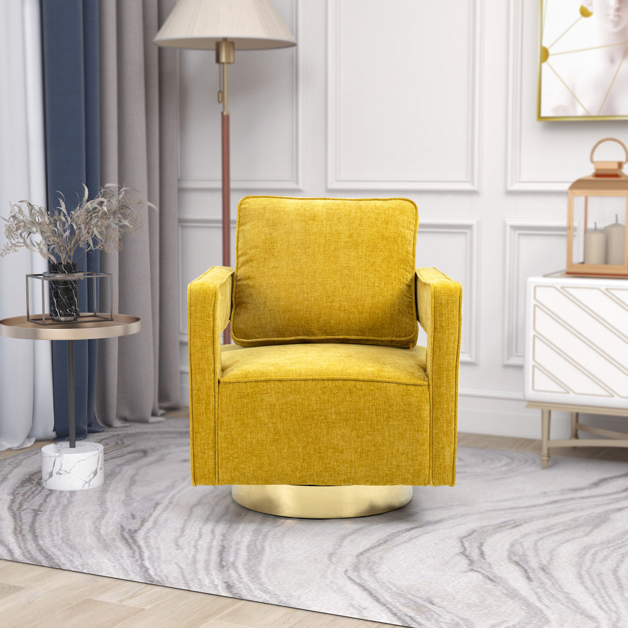 Mustard Chenille Comfy Club Chair