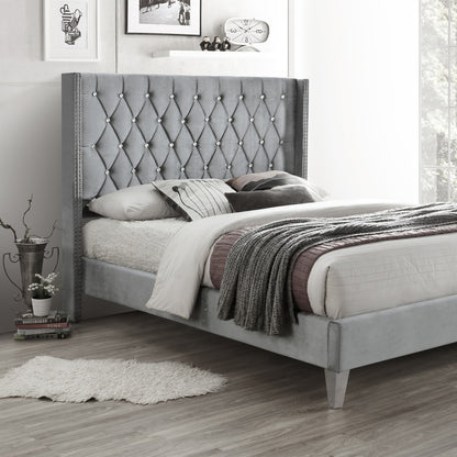 Go Green Woods Alexa Velvet Upholstered Full Platform Bed