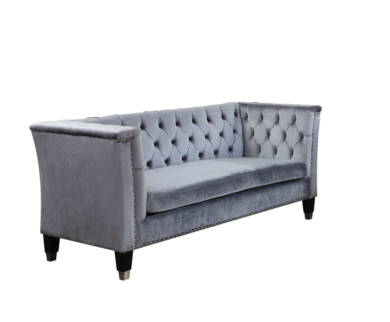 Luxurious Blue-Gray Velvet Honor Loveseat