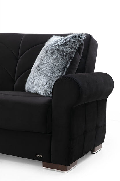 Madrid Black Fabric Loveseat