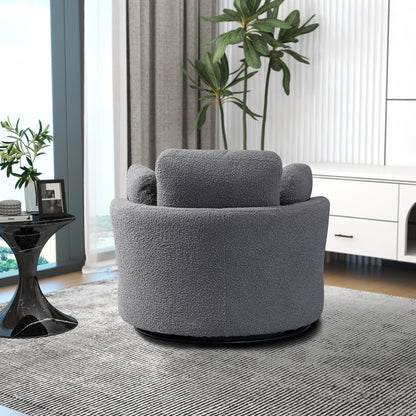 Dark Gray Boucle Swivel Barrel Chair