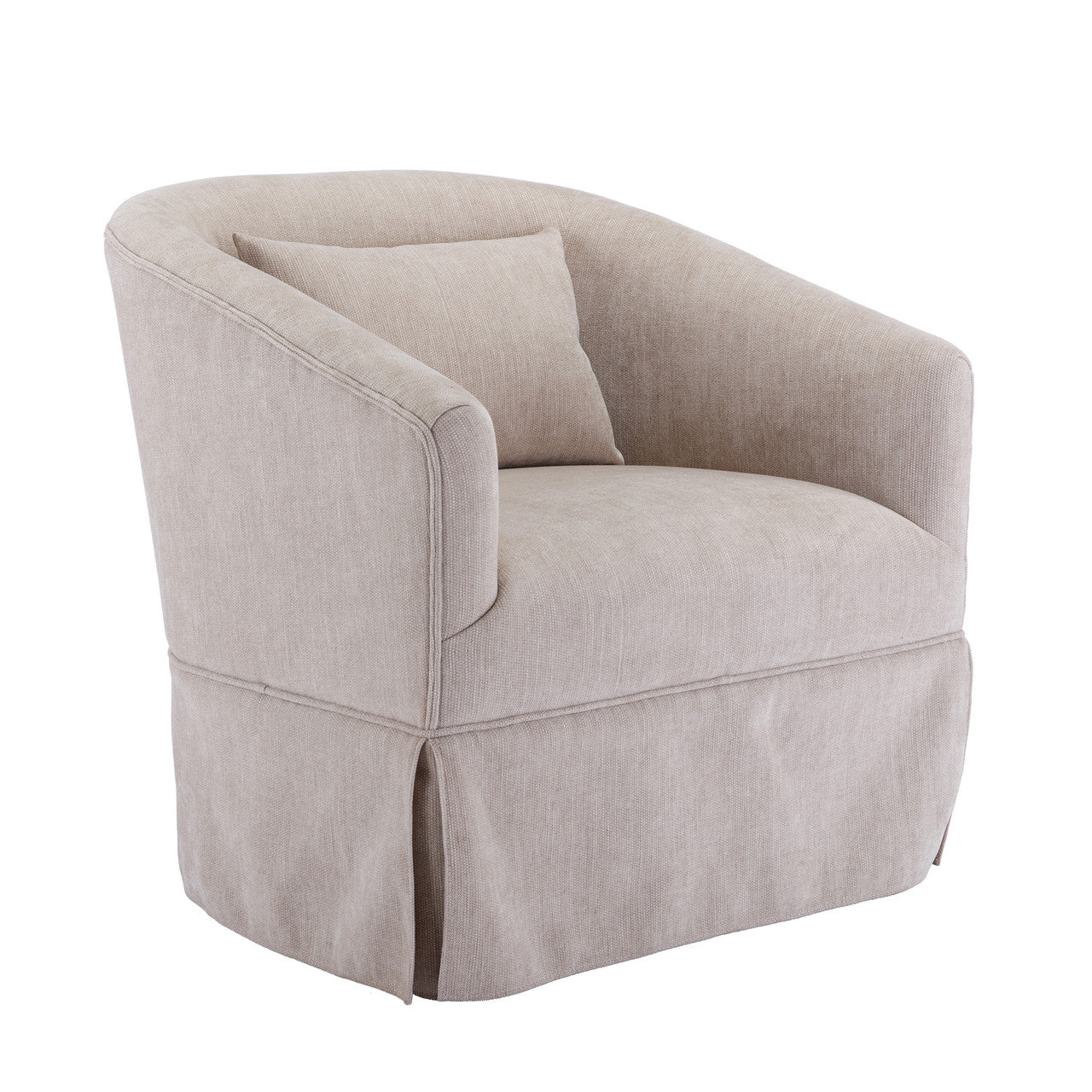 Beige Linen Swivel Armchair