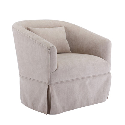 Beige Linen Swivel Armchair
