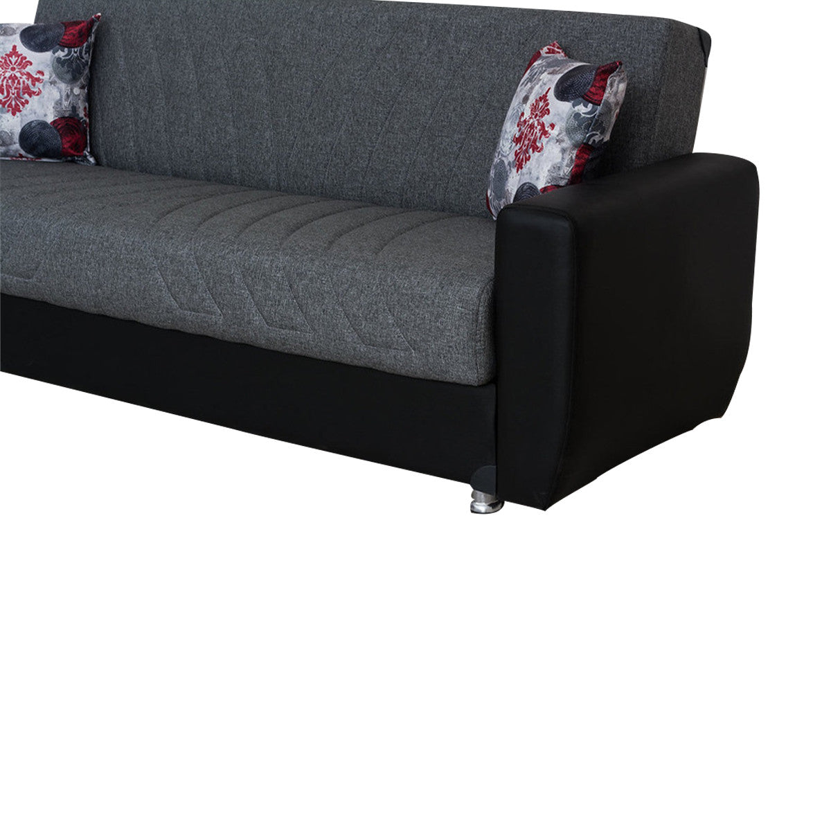 Hala Gray Fabric w-Black PU Leather Arm Sofa Bed