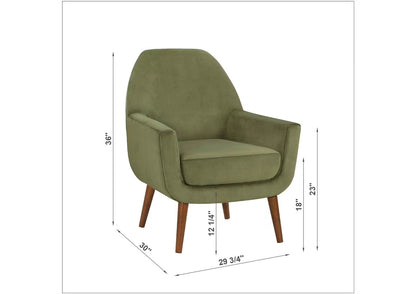 Astrid Green Velvet Mid-Century Arm Chair