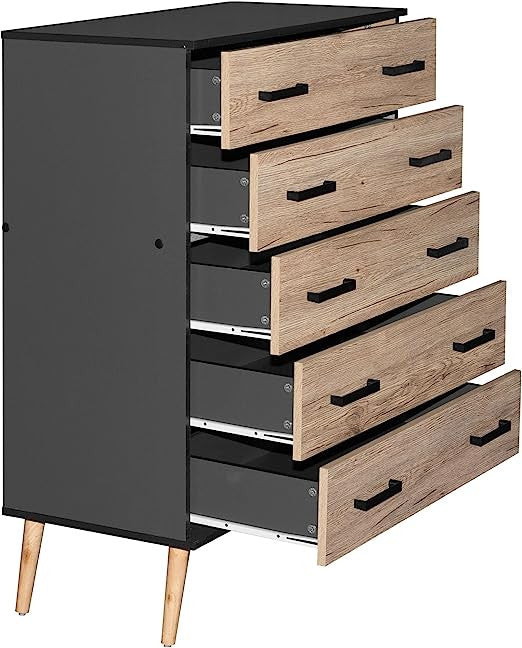 Go Green Woods Eli Mid-Century Modern 5 Drawer Chest