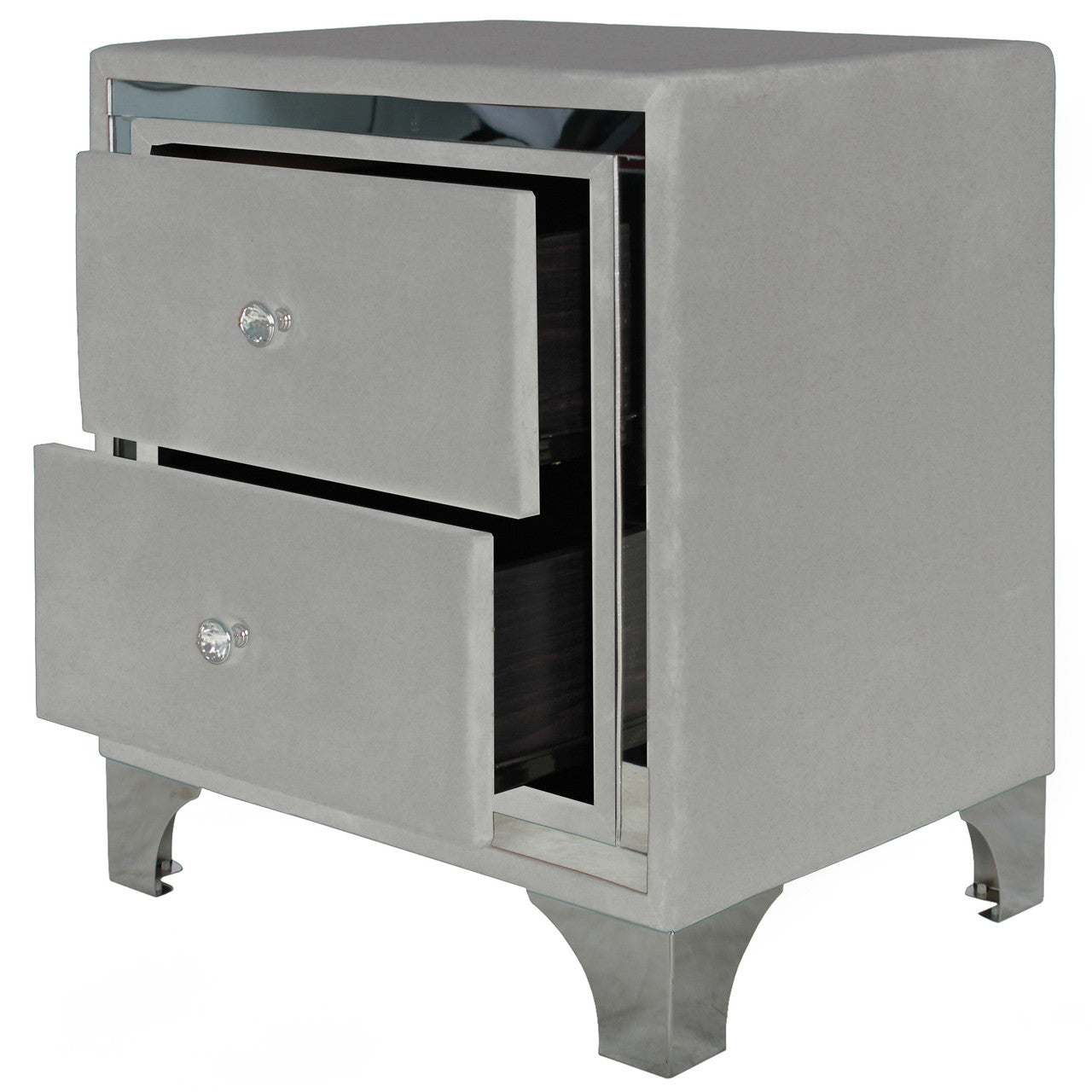 Go Green Woods Monica Velvet Upholstered 2 Drawer Nightstand