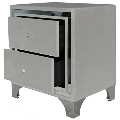 Go Green Woods Monica Velvet Upholstered 2 Drawer Nightstand