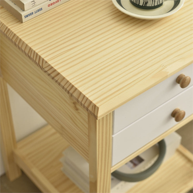 Go Green Woods Solid Pine Wood 2 Drawer Nightstand