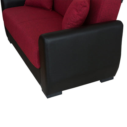 Emily Red & Black PU Leather Arms Loveseat