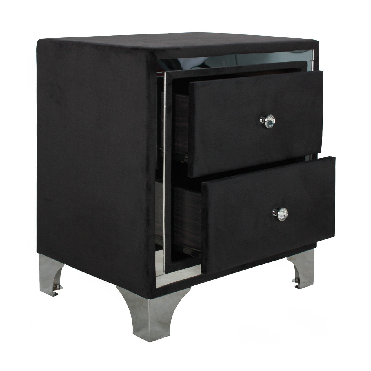 Go Green Woods Monica Velvet Upholstered 2 Drawer Nightstand