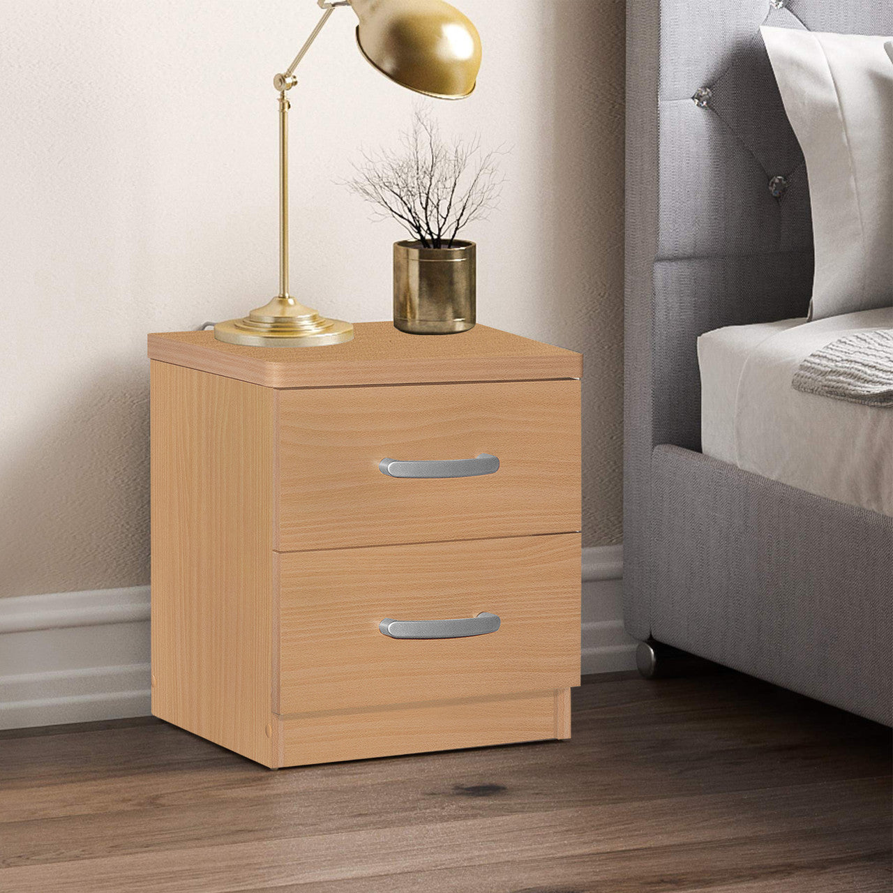Go Green Woods Cindy Faux Wood 2 Drawer Nightstand