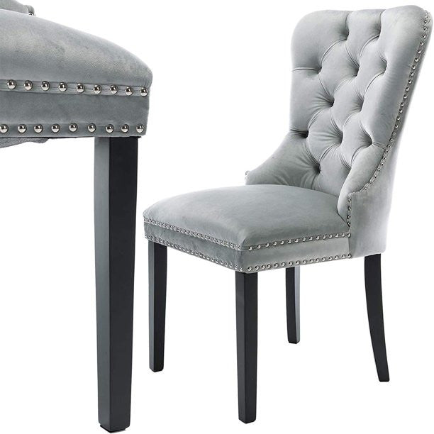 Go Green Woods Lisa Glass Dining Table Set for 4 with Velvet Chairs