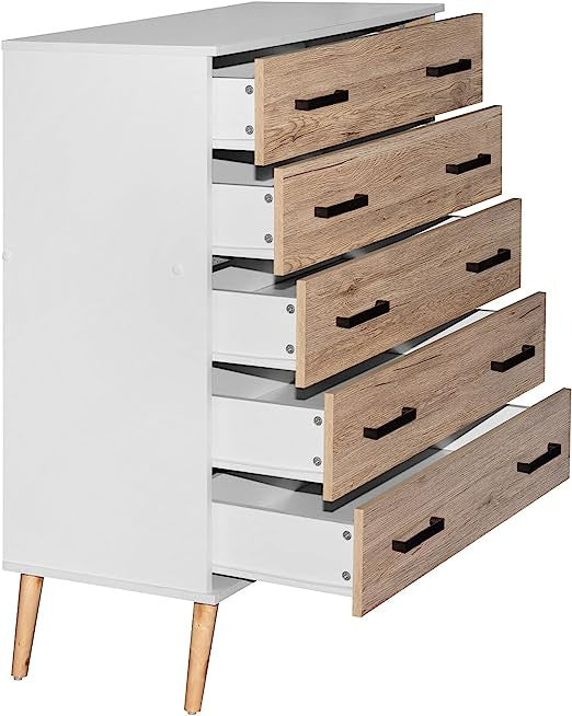Go Green Woods Eli Mid-Century Modern 5 Drawer Chest