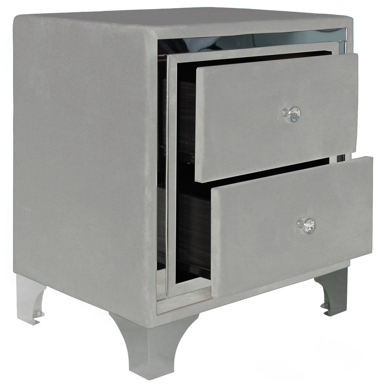 Go Green Woods Monica Velvet Upholstered 2 Drawer Nightstand
