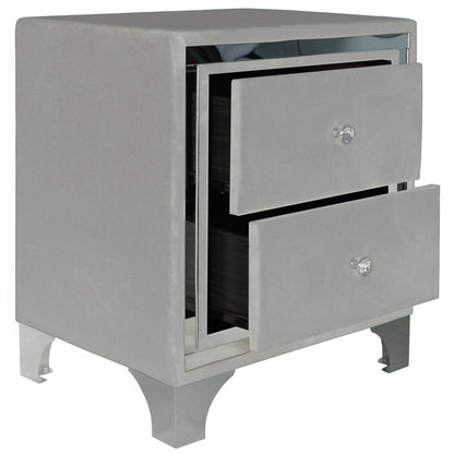 Go Green Woods Monica Velvet Upholstered 2 Drawer Nightstand