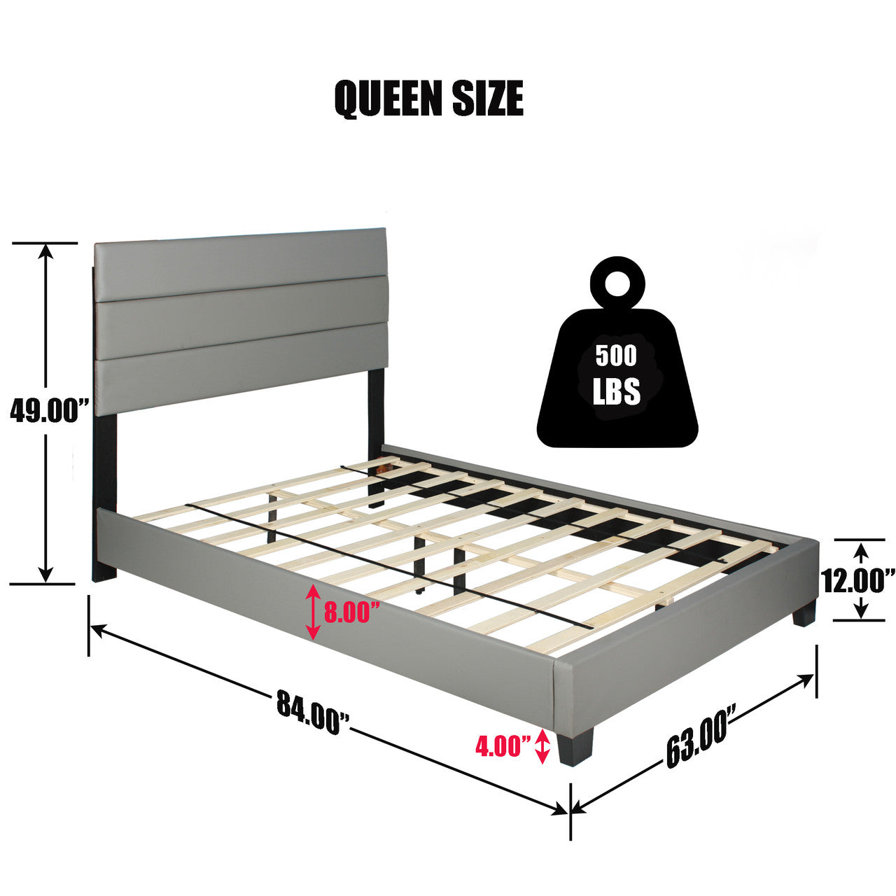 Go Green Woods Napoli Faux Leather Upholstered Platform Bed Queen