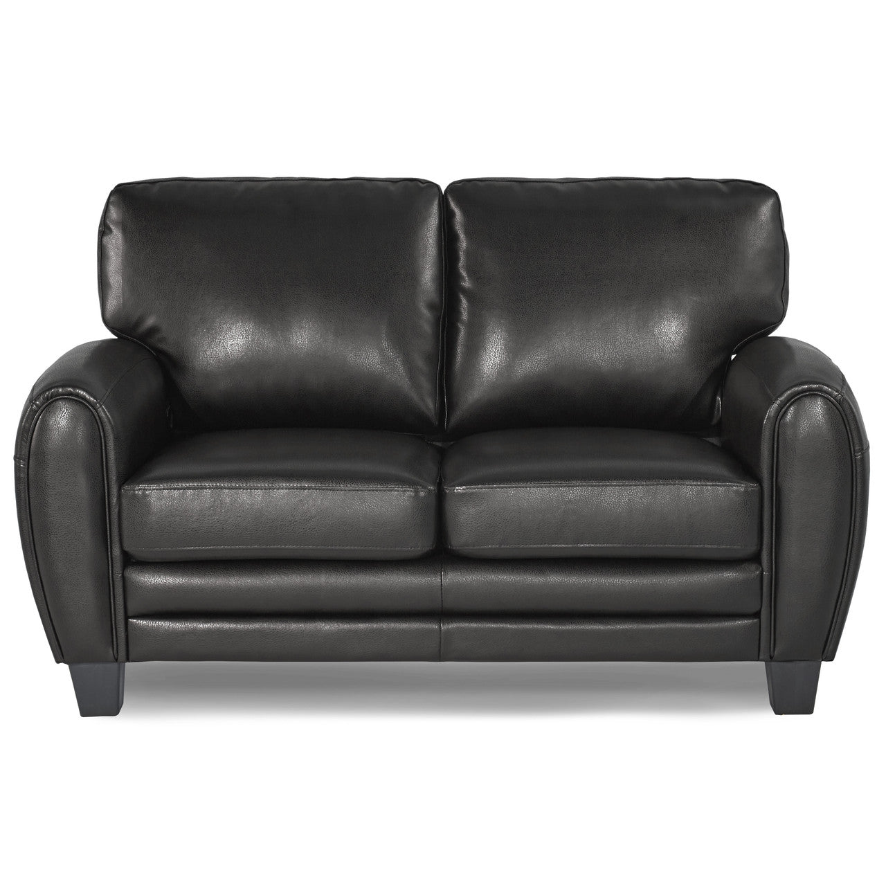 Retro Chic Black Faux Leather Loveseat