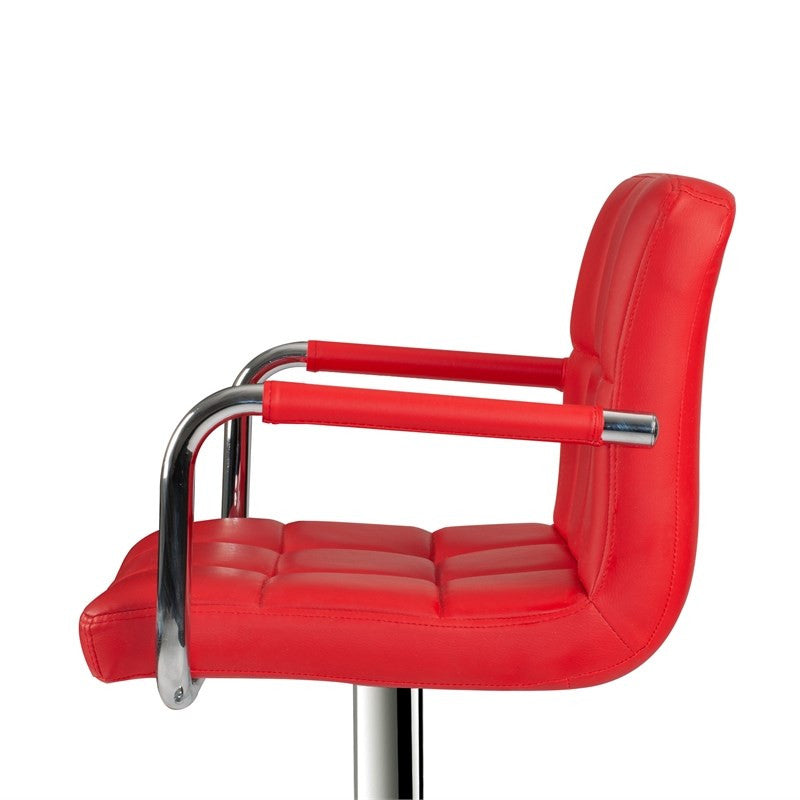 Go Green Woods Adjustable Bartstool with Metal Armrests (Red)