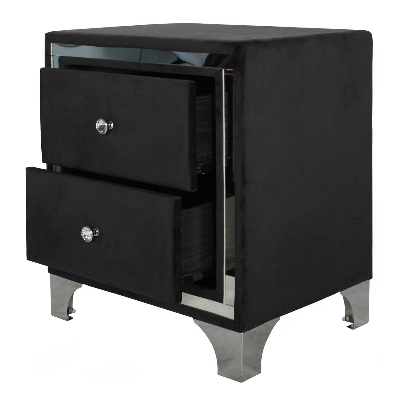 Go Green Woods Monica Velvet Upholstered 2 Drawer Nightstand