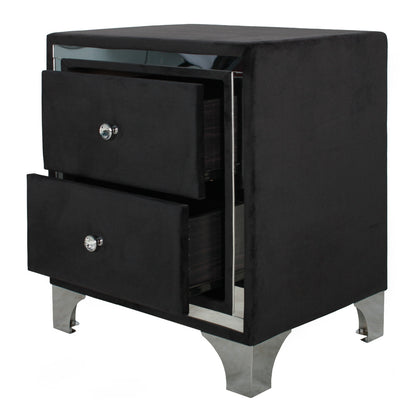Go Green Woods Monica Velvet Upholstered 2 Drawer Nightstand