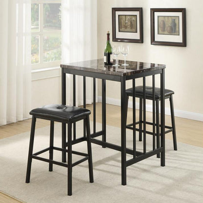 Go Green Woods Messina Faux Marble Counter Height Dining Set Metal