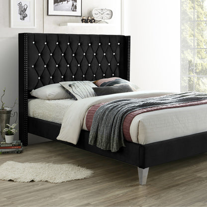 Go Green Woods Alexa Velvet Upholstered Queen Platform Bed