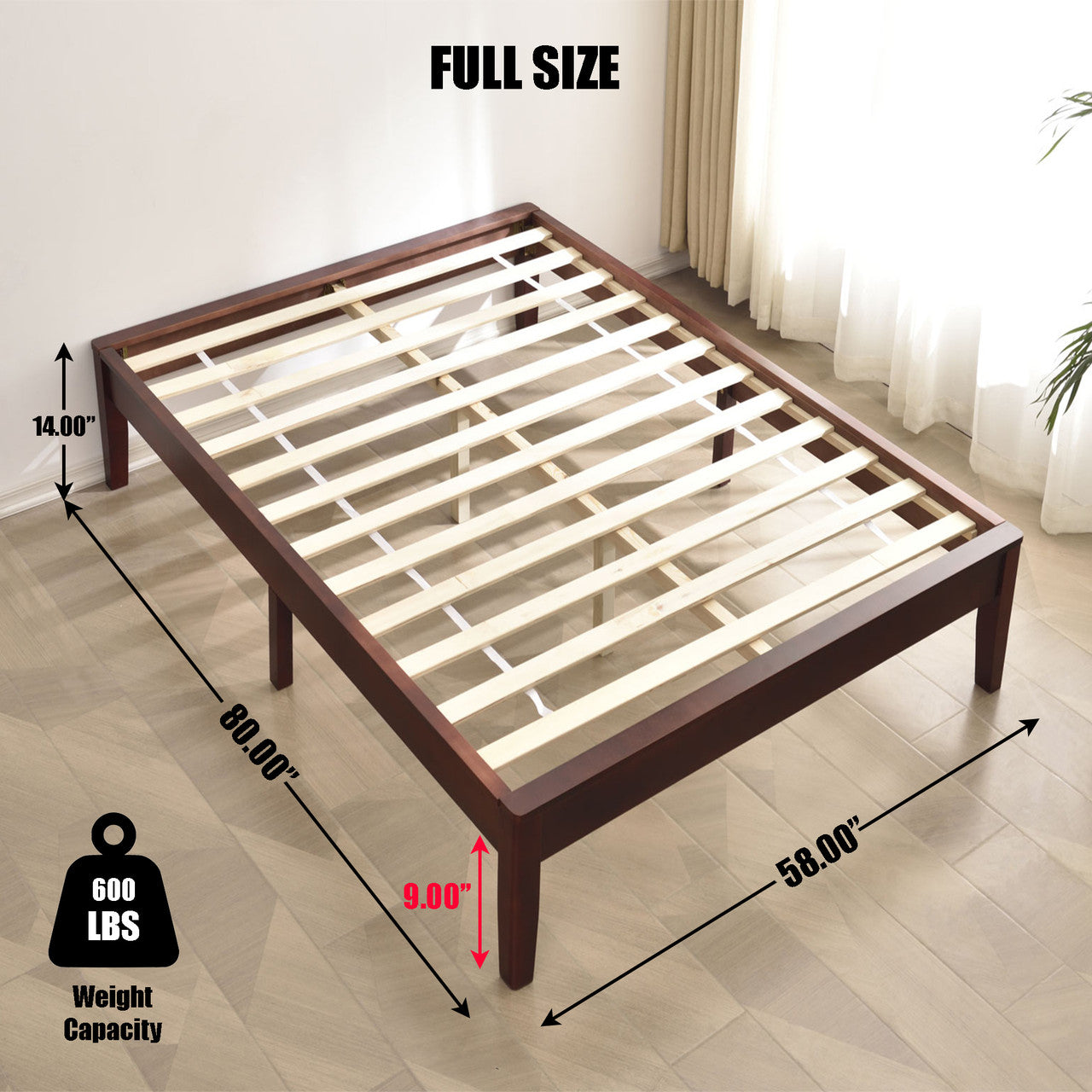 Go Green Woods Stella Solid Pine Wood Full Platform Bed Frame