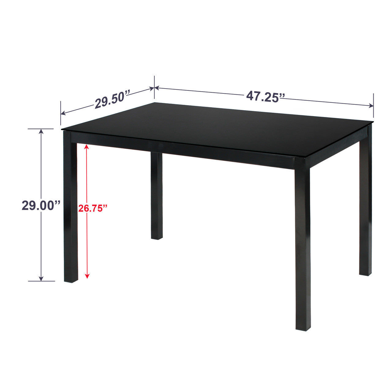 Go Green Woods Elliott Tempered Glass Metal Dining Table