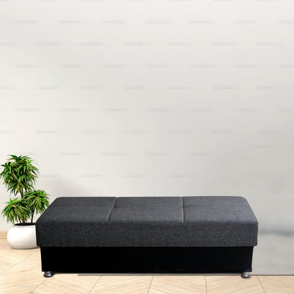 Munif Gray Fabric Ottoman