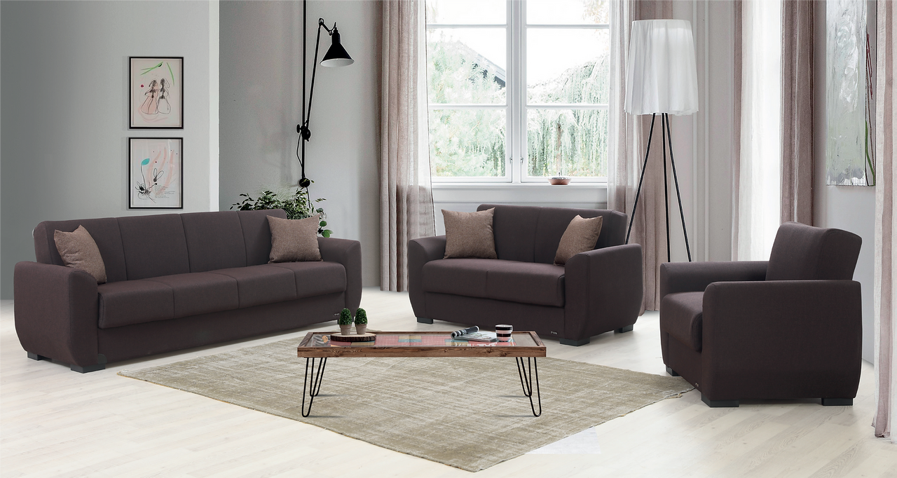 Karen Dark Brown Fabric Loveseat