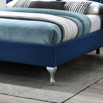 Go Green Woods Cleopatra Crystal Tufted Velvet Platform Queen Bed
