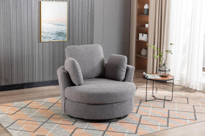 Dark Gray Boucle Swivel Barrel Chair