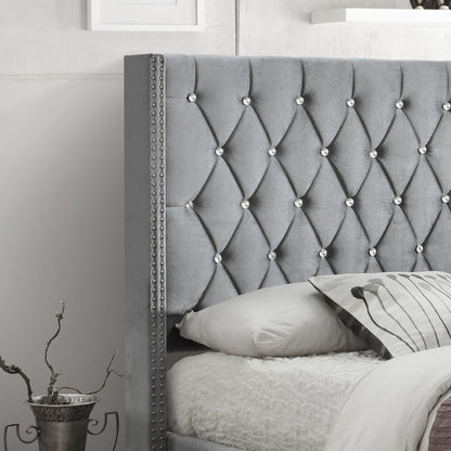 Go Green Woods Alexa Velvet Upholstered Full Platform Bed