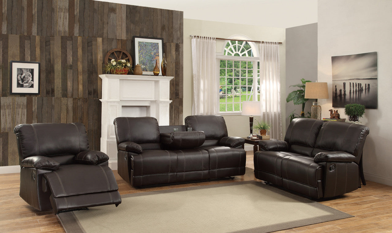 Dark Brown Double Reclining Faux Leather Loveseat