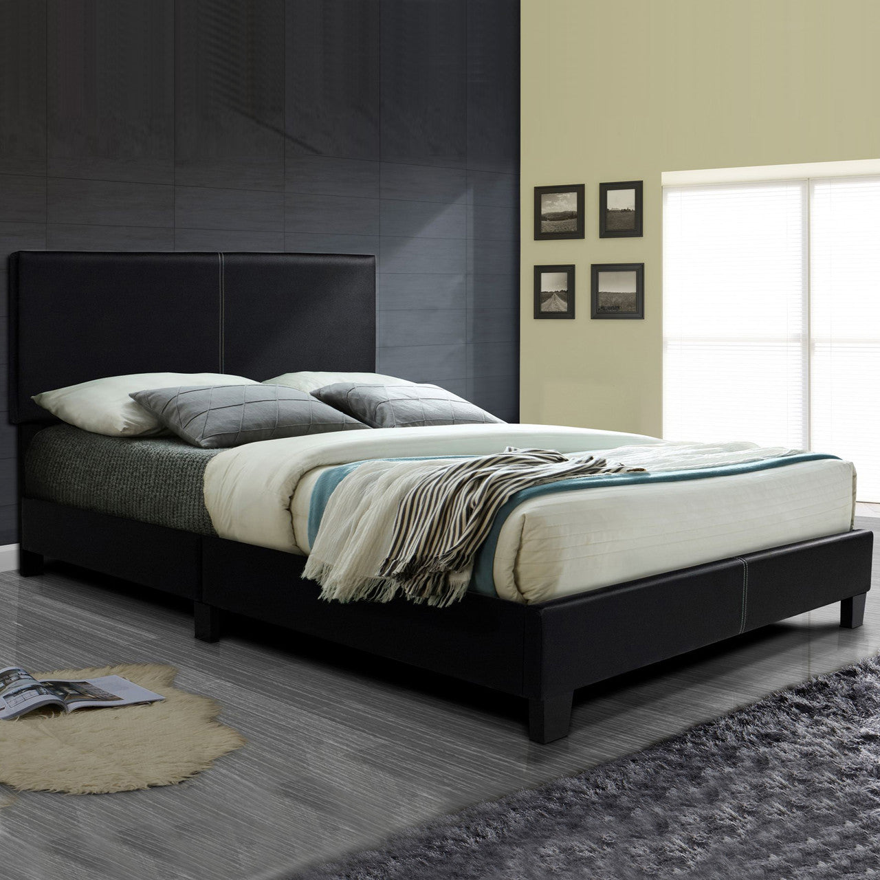 Go Green Woods Nora Faux Leather Upholstered Full Panel Bed