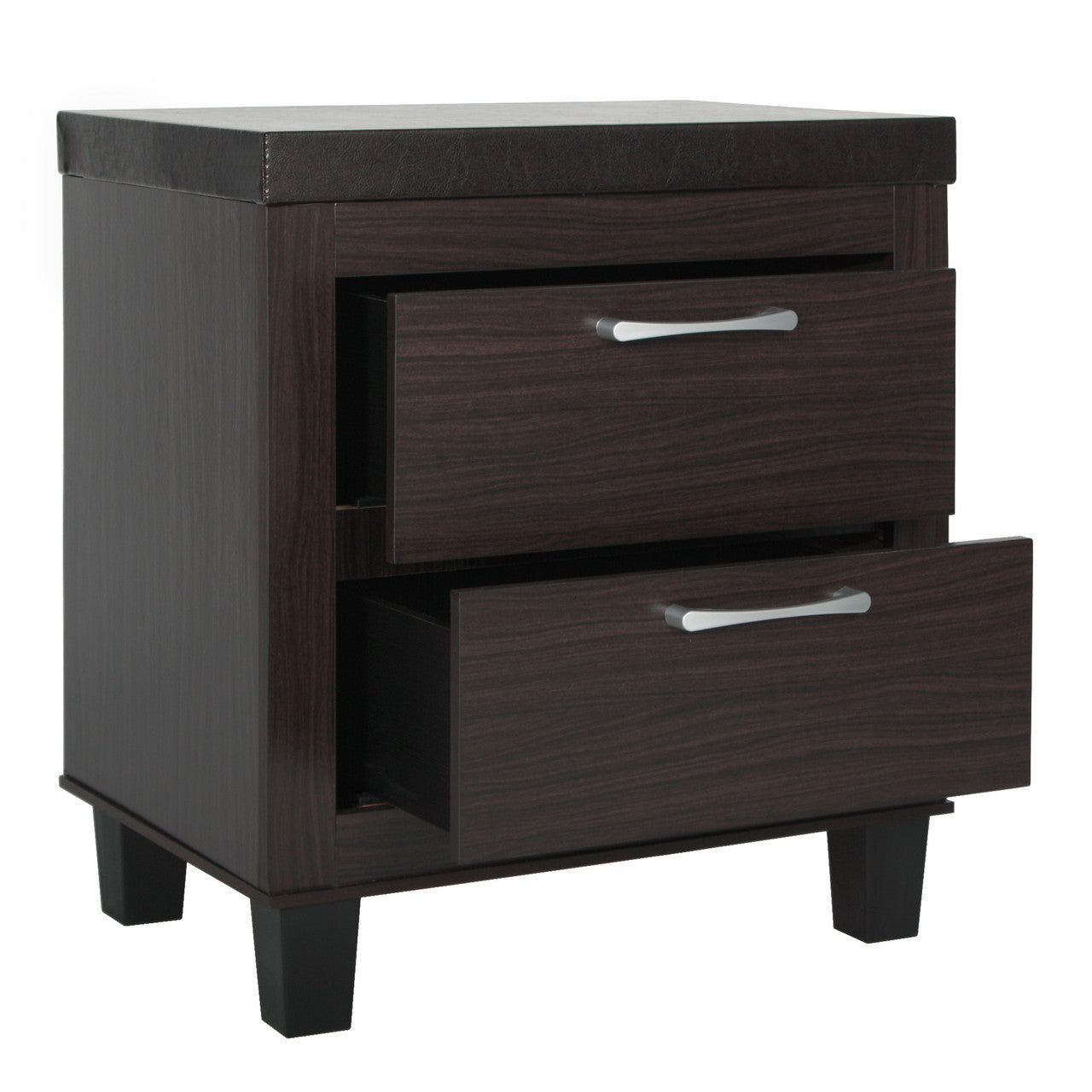 Go Green Woods Elegant Mid Century Modern 2 Drawer Nightstand