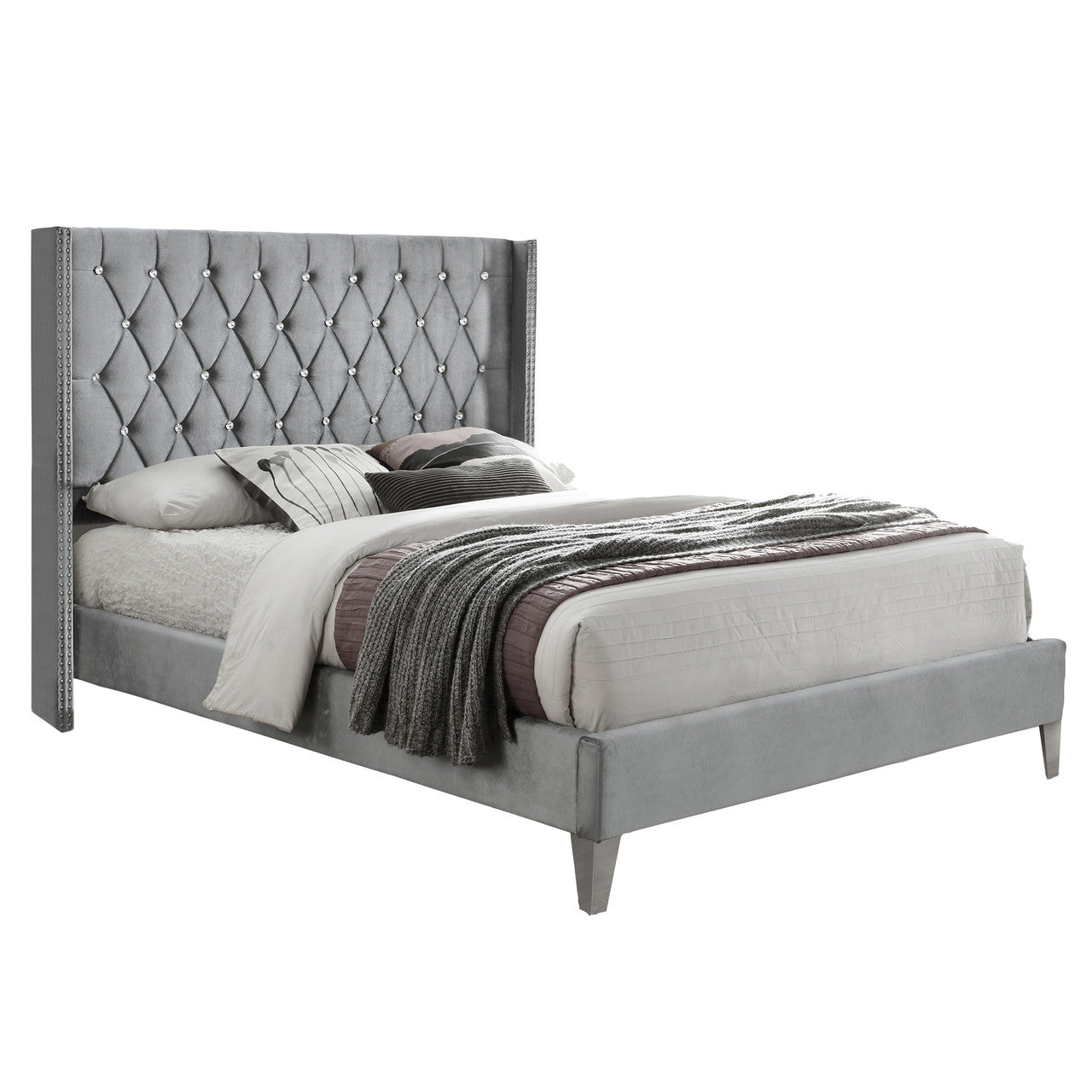 Go Green Woods Alexa Velvet Upholstered Full Platform Bed