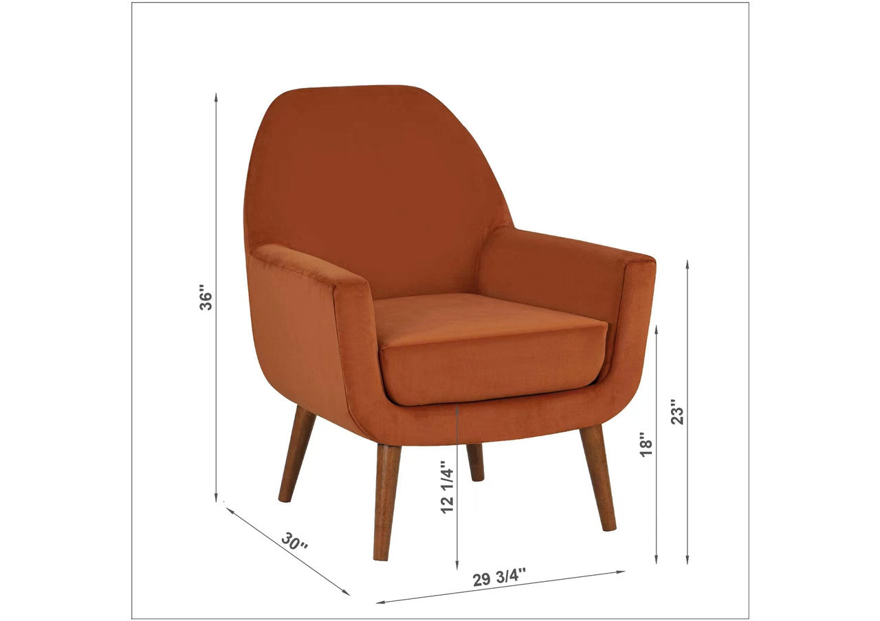 Astrid Burnt Orange Velvet Mid-Century Arm Chair