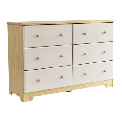 Go Green Woods Solid Pine Wood 6 Drawer Double Dresser