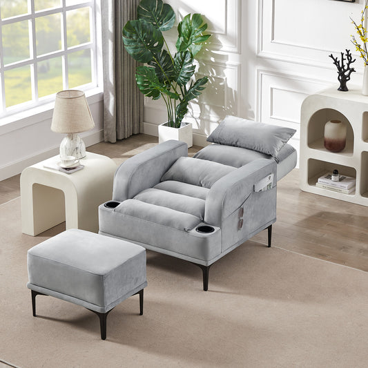 Velvet Comfort Accent Chair & Ottoman