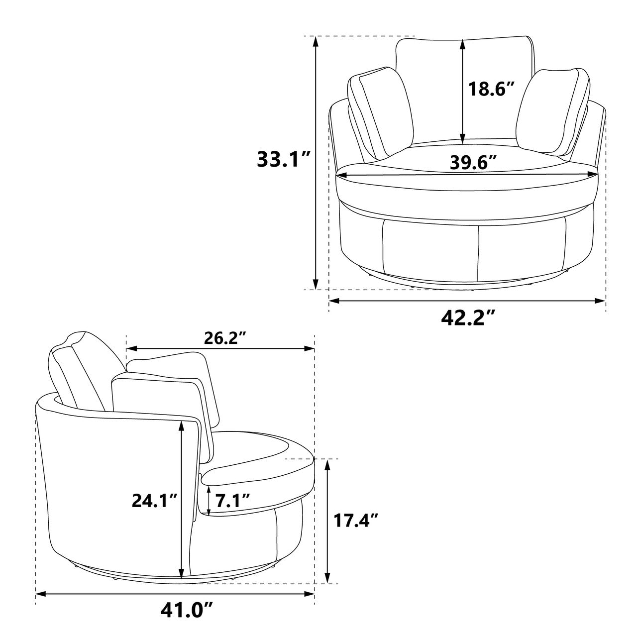 Dark Gray Boucle Swivel Barrel Chair