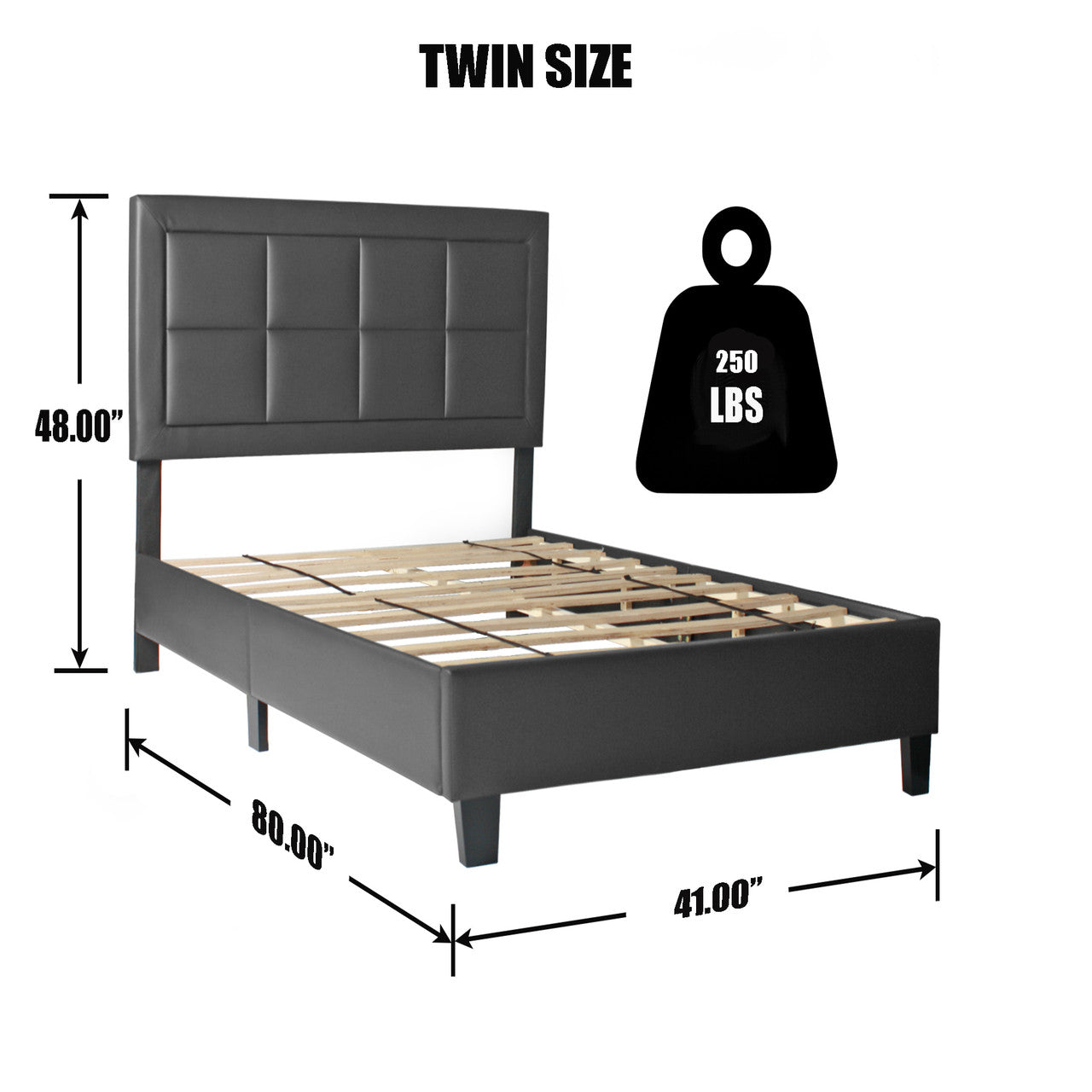 Go Green Woods Elegant Faux Leather Upholstered Panel Bed Twin