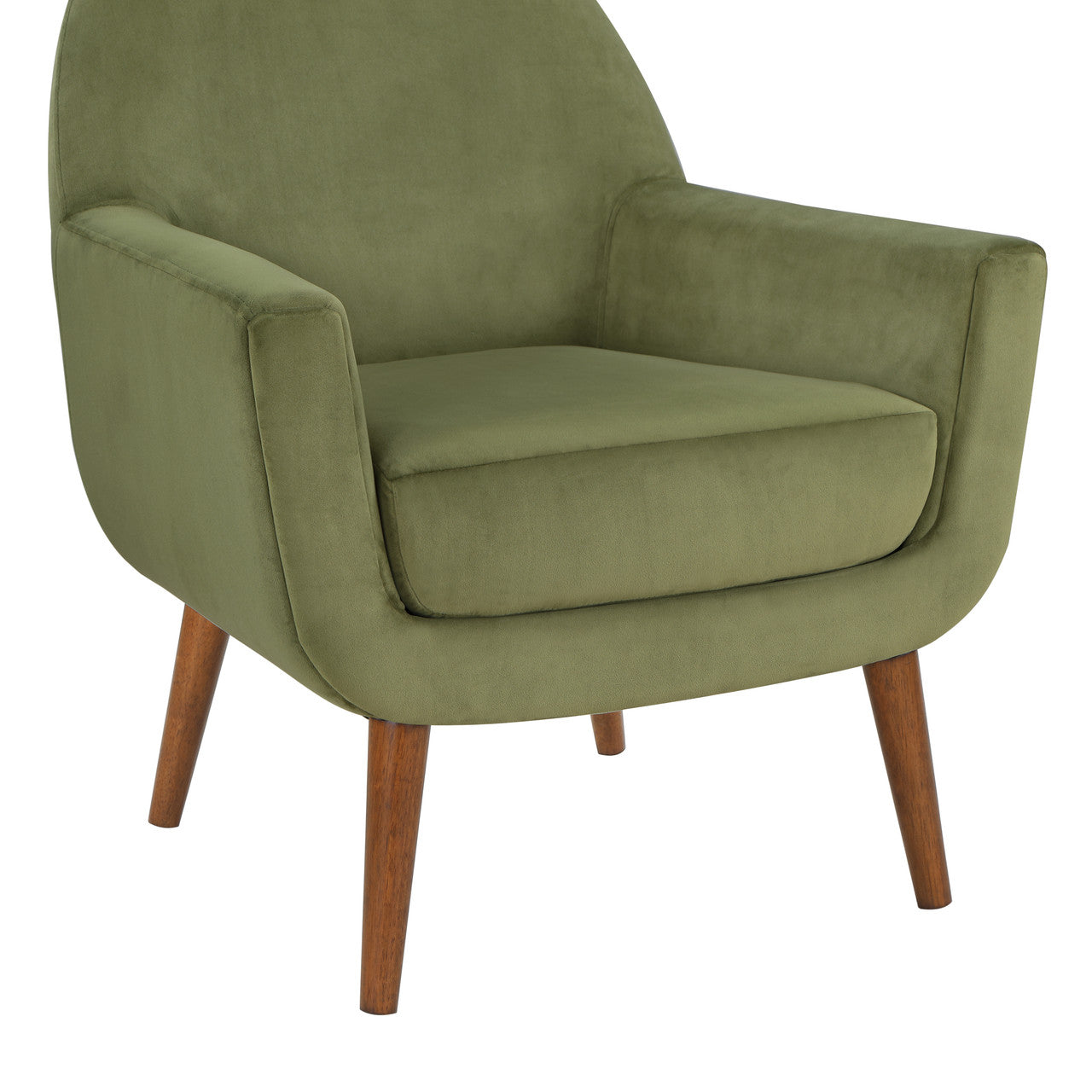 Astrid Green Velvet Mid-Century Arm Chair