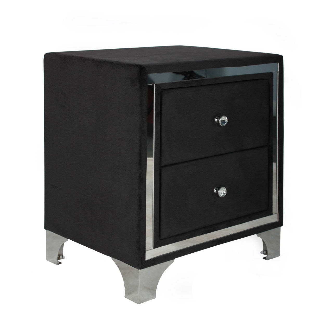 Go Green Woods Monica Velvet Upholstered 2 Drawer Nightstand